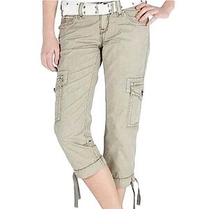 ROCK REVIVAL: Khaki Cargo Capri Pants -Size 28